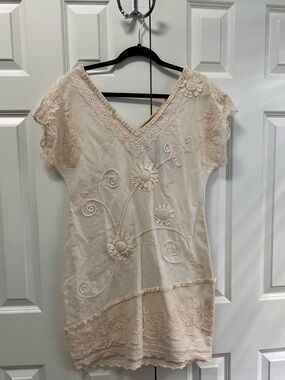 Yoana Baraschi Cream Embroidered Floral Dress